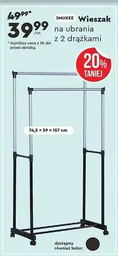 Biedronka Wieszak na ubrania z 2 drążkami oferta