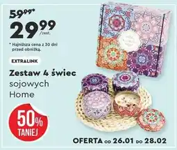 Biedronka Zestaw 4 świec sojowych Home oferta