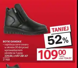 Selgros Botki damskie (czarne na płaskiej podeszwie, para 119,00 zł) oferta