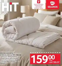 Selgros Kołdra Magnific z wełną owczą 160 x 200 cm oferta