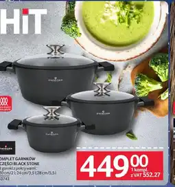 Selgros Komplet garnków 6 części Black Stone oferta