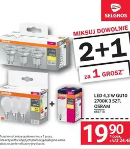 Selgros LED 4,3 W GU10 2700K 3 SZT. OSRAM oferta