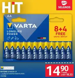 Selgros VARTA Baterie LP AA 8+4 oferta