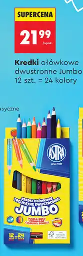 Biedronka Kredki ołówkowe dwustronne Jumbo, 12 szt. = 24 kolory oferta