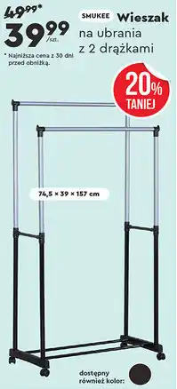 Biedronka Wieszak na ubrania z 2 drążkami SMUKEE oferta