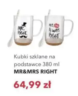 Nela Kubki szklane na podstawce MR&MRS RIGHT oferta