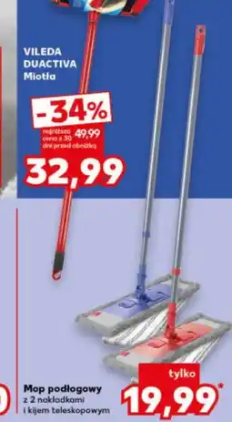 Kaufland Mop podłogowy z 2 nakładkami i kijem teleskopowym oferta