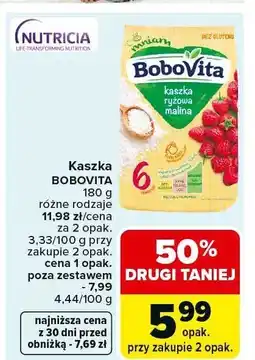 Carrefour Market Kaszka ryżowa BoboVita różne rodzaje malina oferta