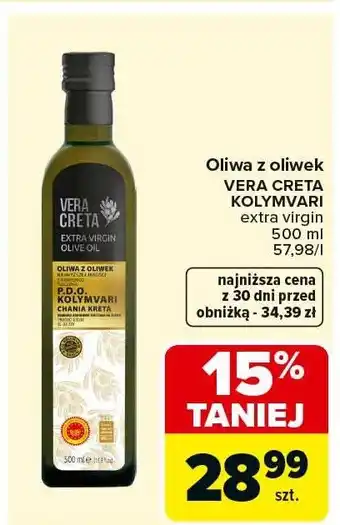 Carrefour Oliwa z oliwek VERA CRETA KOLYMVARI extra virgin oferta