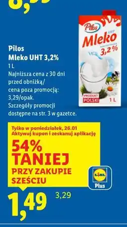 Lidl Pilos Mleko UHT 3,2% oferta