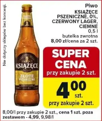 Piwo KSIĄŻĘCE PSZENICZNE, 0%, CZERWONY LAGER, CIEMNE