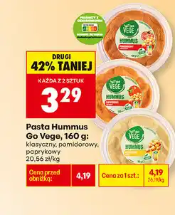 Biedronka Pasta Hummus Go Vege, 160g: klasyczny, pomidor, papryka wędzona oferta