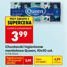 Biedronka Chusteczki higieniczne mentolowe Queen, 10x10 szt oferta