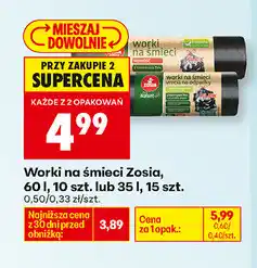 Biedronka Worki na śmieci Zosia, 60 l, 10 szt. lub 35 l, 15 szt oferta