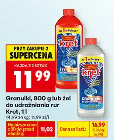 Biedronka Granulki, 800 g lub żel udrożniający rury Kret, 1 l oferta