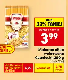 Biedronka Makaron nitka walcowana Czaniecki oferta