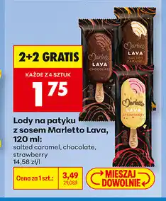Biedronka Lody na patyku z sosem Marletto Lava, różne smaki oferta