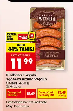 Biedronka Kiełbasa z szynki sądecka Kraina Wędlin Select oferta