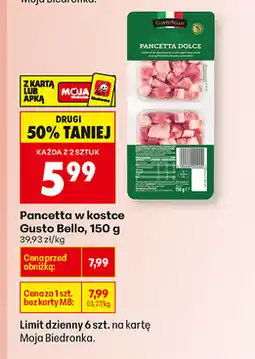 Biedronka Pancetta w kostce Gusto Bello oferta