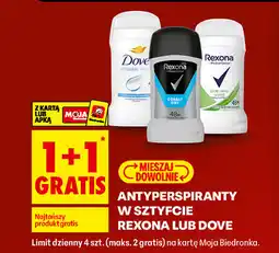 Biedronka Antyperspiranty w sztyfcie Rexona lub Dove oferta