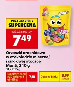 Biedronka Orzeszki arachidowe w czekoladzie mlecznej i cukrowej otoczewie Monti oferta