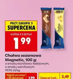 Biedronka Chałwa sezamowa Magnetic, 100 g: o smaku waniliowo-kakaowym, o smaku waniliowym oferta