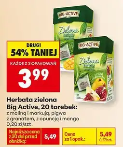 Biedronka Herbata zielona Big Active, 20 torebek: z maliną i marukją, pigwa z granatem, z opuncją i mango oferta