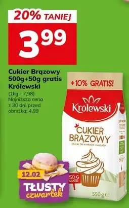 Hitpol Cukier Brązowy 500g+50g gratis Królewski oferta