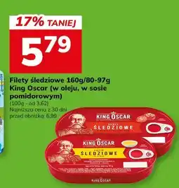 Hitpol Filety śledziowe 160g/80-97g King Oscar (w oleju, w sosie pomidorowym) oferta