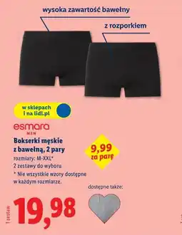 Lidl Bokserki męskie z bawełną, 2 pary (czarne, z rozporkiem) oferta