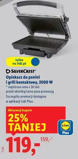 Lidl SilverCrest Opiekacz do panini i grill kontaktowy, 2000 W oferta