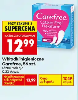 Biedronka Wkładki higieniczne Carefree oferta