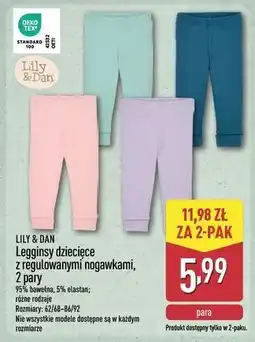 ALDI Legginsy dziecięce z regulowanymi nogawkami, 2 pary (Lily & Dan) oferta