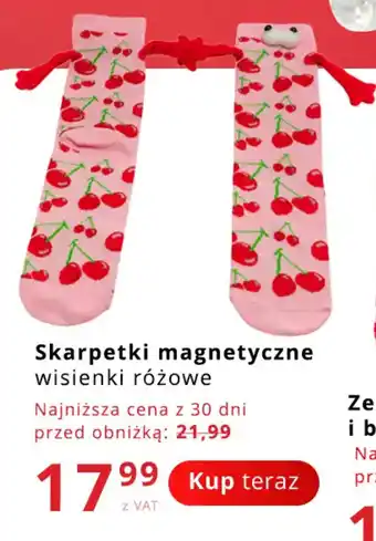 Skarpetki magnetyczne wisienki różowe