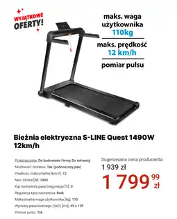 Media Expert Bieżnia elektryczna S-LINE Quest 1490W 12km/h oferta