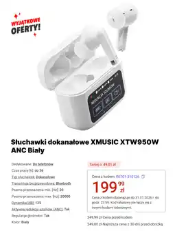 Media Expert Słuchawki dokanałowe XMUSIC XTW950W ANC Biały oferta