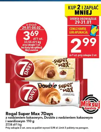Rogalik Double Super Max 7Days z nadzieniem kakaowym i waniliowym