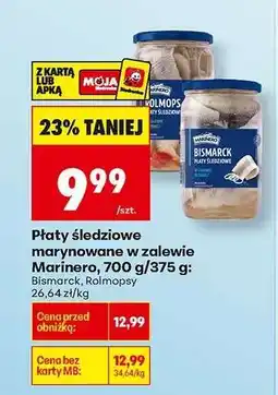 Biedronka Płaty śledziowe marynowane w zalewie Marinero, 700 g/375 g oferta