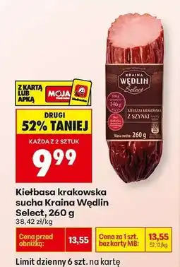 Biedronka Kiełbasa krakowska sucha Kraina Wędlin Select, 260 g oferta