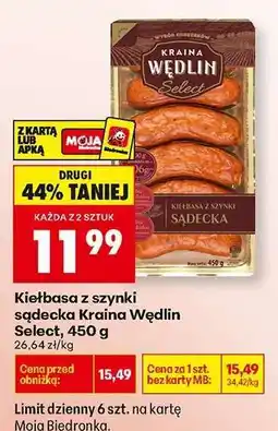 Biedronka Kiełbasa z szynki sądecka Kraina Wędlin Select, 450 g oferta