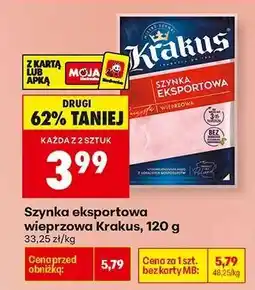 Biedronka Szynka eksportowa wieprzowa Krakus, 120 g oferta