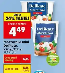 Biedronka Mozzarella mini Delikate, 270 g/150 g oferta