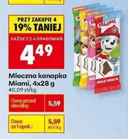 Biedronka Mleczna kanapka Miami 4x28 g oferta