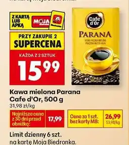 Biedronka Kawa mielona Parana Cafe d'Or, 500 g oferta