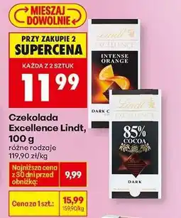 Biedronka Czekolada Excellence Lindt , 100 g oferta