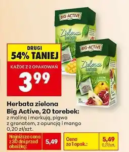 Biedronka Herbata zielona Big-Active, 20 torebek oferta