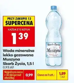 Biedronka Woda mineralna lekko gazowana Muszyna Skarb Życia, 1,5 l oferta