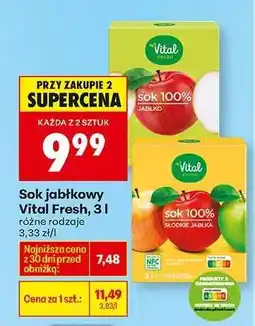 Biedronka Sok jabłkowy Vital Fresh, 3 l oferta