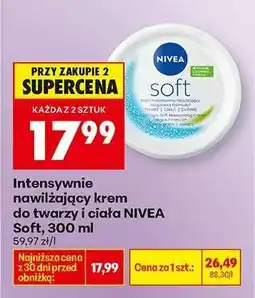 Biedronka Intensywnie nawilżający krem do twarzy i ciała NIVEA Soft, 300 ml oferta