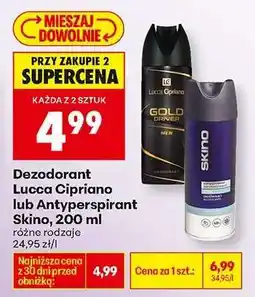 Biedronka Dezodorant Lucca Cipriano lub Antyperspirant Skino, 200 ml oferta
